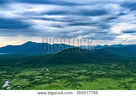 Panoramic View Of The City Petropavlovsk-kamchatsky And Volcanoes: Koryaksky Volcano, Avacha Volcano