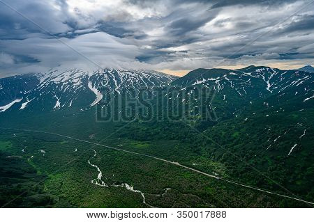 Panoramic View Of The City Petropavlovsk-kamchatsky And Volcanoes: Koryaksky Volcano, Avacha Volcano