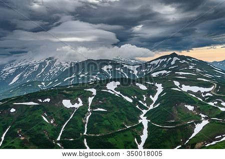 Panoramic View Of The City Petropavlovsk-kamchatsky And Volcanoes: Koryaksky Volcano, Avacha Volcano