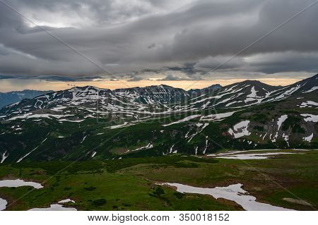 Panoramic View Of The City Petropavlovsk-kamchatsky And Volcanoes: Koryaksky Volcano, Avacha Volcano