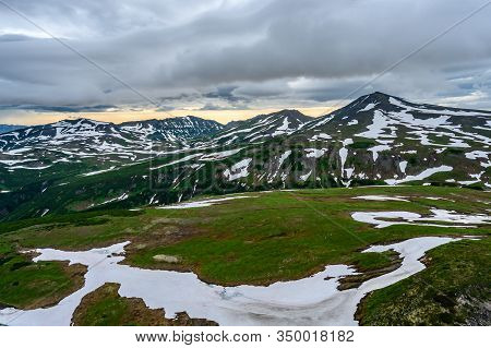 Panoramic View Of The City Petropavlovsk-kamchatsky And Volcanoes: Koryaksky Volcano, Avacha Volcano