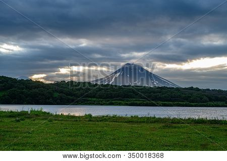 Panoramic View Of The City Petropavlovsk-kamchatsky And Volcanoes: Koryaksky Volcano, Avacha Volcano