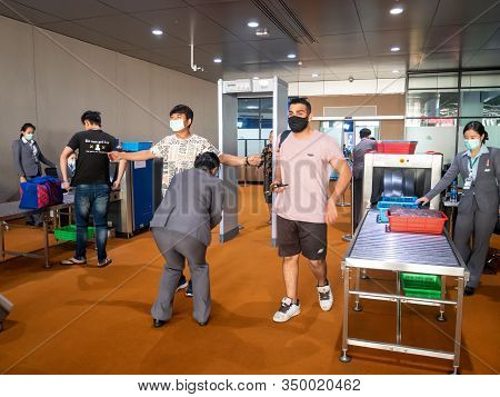 Pattaya, Thailand - February 1, 2020: Tourist And Staff Wear Mask To Prevent During Travel At U-tapa