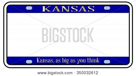 Vblank Kansas State License Plate In The Colors Of The State Flag Over A White Background