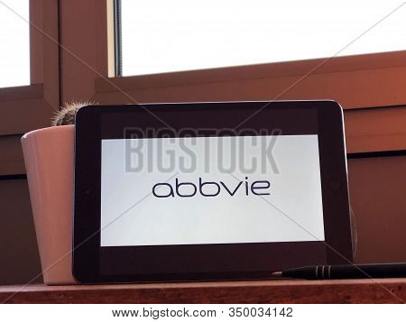 January 2020 Parma, Italy: Abbvie Company Logo Icon On Tablet Screen Close-up. Abbvie Brand