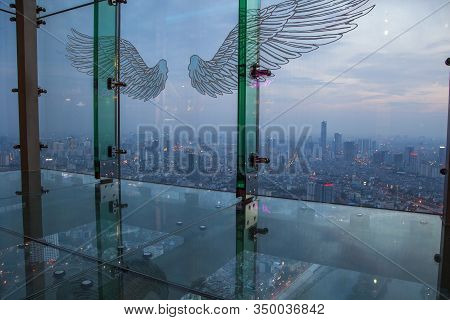 Modern Hanoi, Night Hanoi, View From A Skyscraper  And Intersection Pham Hung - Duong Dinh Nghe, Tu