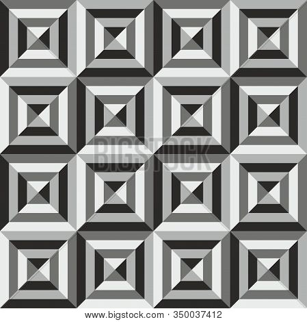 Background From A Geometric Ornament. Square Forming Relief