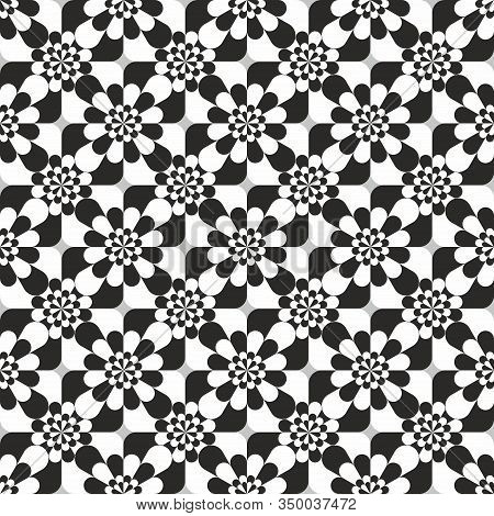 Background From A Geometric Ornament With The Image Of Flowers