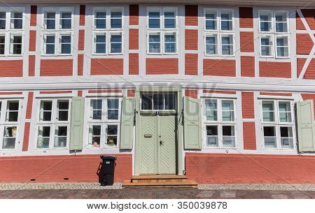 Boizenburg, Germany - April 16, 2019: Front Door Of An Old Half Timbered House In Boizenburg, German