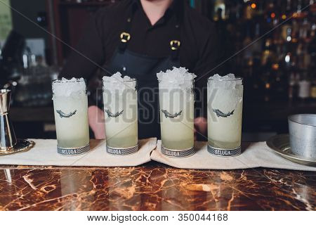 Saint-petersburg, Russia. March 19, 2019. Bottle Vodka Beluga Nobel Russian Vodka.
