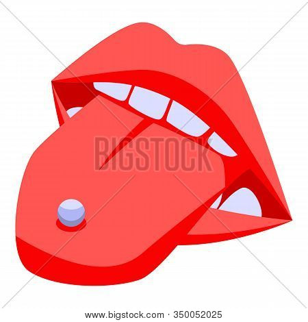 Tongue Piercing Icon. Isometric Of Tongue Piercing Vector Icon For Web Design Isolated On White Back