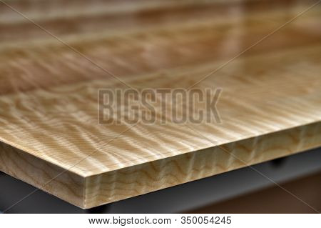 Sycamore Maple Cabinet Door In Workshop. High Gloss Cabinet Door. Furniture Manufacture
