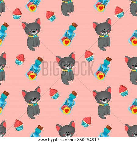 Seamless Pattern For Girls. Alice In Wonderland. Through The Looking Glass. Book Characters. Cheshir