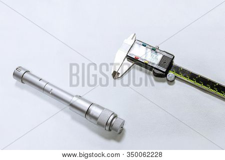 Calibration Bore Micrometer. Calipers. Devices For Accurate Measurement Of Hole Diameter.