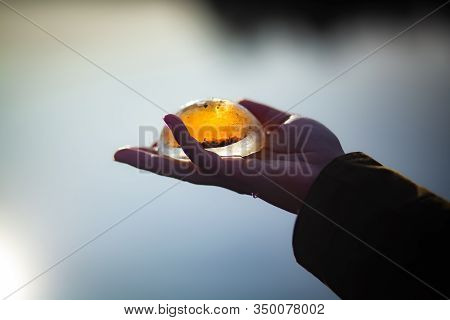 Ice Capturing The Winter Sun In Sweden