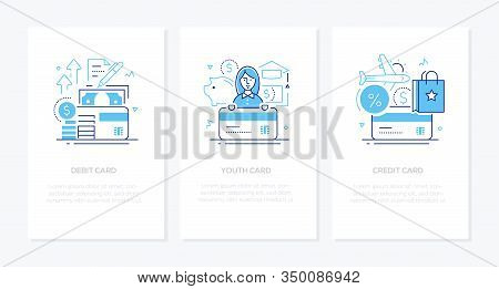 Banking Operations - Line Design Style Banners Set