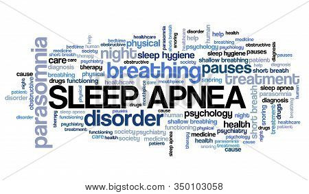 Sleep Apnea Concepts Word Cloud Sign. Sleep Disorder Keywords Graphics.