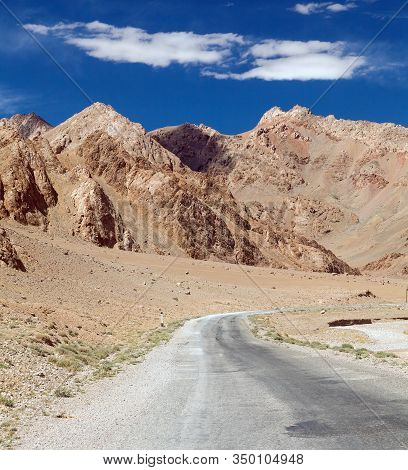 Pamir Highway Or Pamirskij Trakt. Landscape Around Pamir Highway M41 International Road, Mountains I