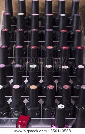Zaporozhye. Ukraine. January 2020. Beauty Salon Prima Vera. Close-up Of Nail Polish, Including Zoya