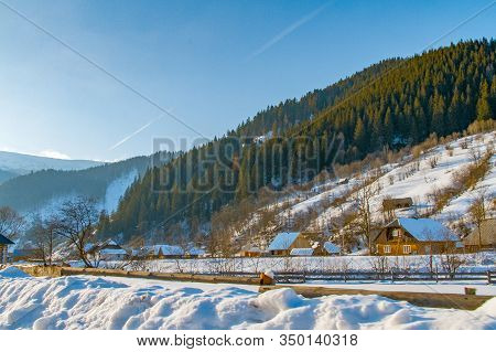 Snowy Road In The Carpathian Mountains