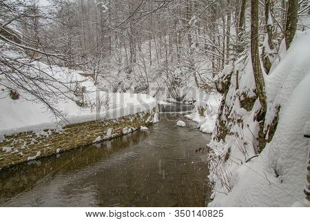 Alpine River In The Village Of Lumshory In The Home Zakarpattia Region