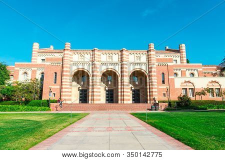 Los Angeles/usa- 02.02.2020 :  Ucla University Of California At Los Angeles Campus Building Red Bric