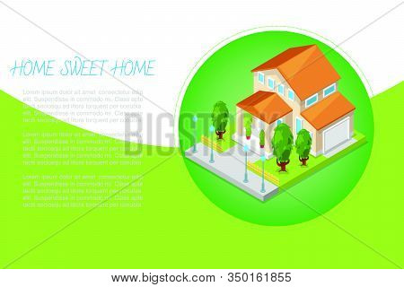 Country House Or Cottage For Rent Or Sale Building Sweet Home Vector Illustration. Country House 3d 