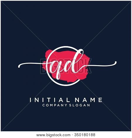 Qd Initial Handwriting Logo Design With Brush Circle. Logo For Fashion,photography, Wedding, Beauty,
