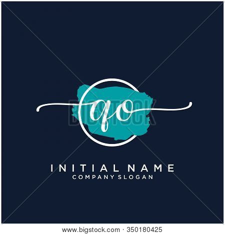 Qo Initial Handwriting Logo Design With Brush Circle. Logo For Fashion,photography, Wedding, Beauty,