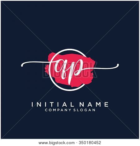 Qp Initial Handwriting Logo Design With Brush Circle. Logo For Fashion,photography, Wedding, Beauty,