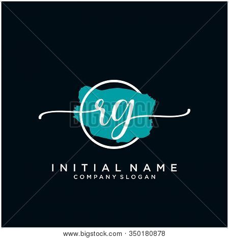 Rg Initial Handwriting Logo Design With Brush Circle. Logo For Fashion,photography, Wedding, Beauty,