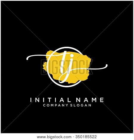 Tj Initial Handwriting Logo Design With Brush Circle. Logo For Fashion,photography, Wedding, Beauty,
