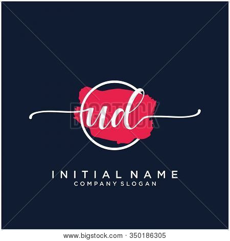Ud Initial Handwriting Logo Design With Brush Circle. Logo For Fashion,photography, Wedding, Beauty,