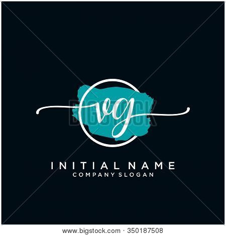 Vg Initial Handwriting Logo Design With Brush Circle. Logo For Fashion,photography, Wedding, Beauty,