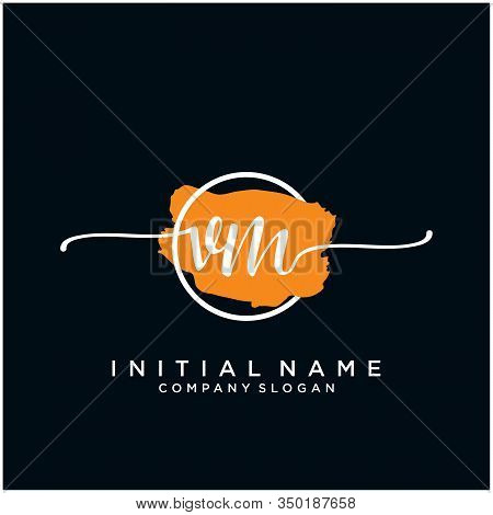Vm Initial Handwriting Logo Design With Brush Circle. Logo For Fashion,photography, Wedding, Beauty,