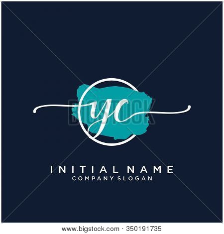 Yc Initial Handwriting Logo Design With Brush Circle. Logo For Fashion,photography, Wedding, Beauty,