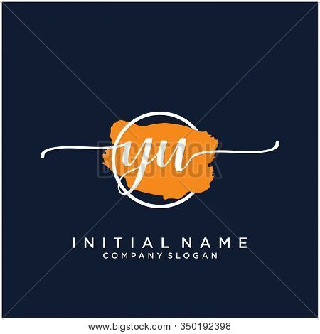 Yu Initial Handwriting Logo Design With Brush Circle. Logo For Fashion,photography, Wedding, Beauty,