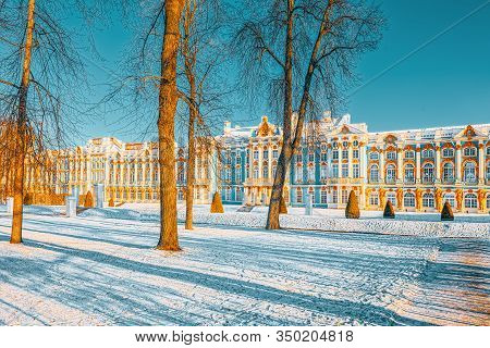 Ekaterininsky Palace, Tsarskoye Selo (pushkin) Suburb Of Saint Petersburg. Russia.