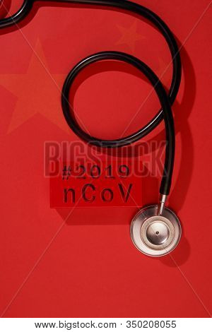           stethoscope with word nCoV short name of 2019 Noval coronavirus                   