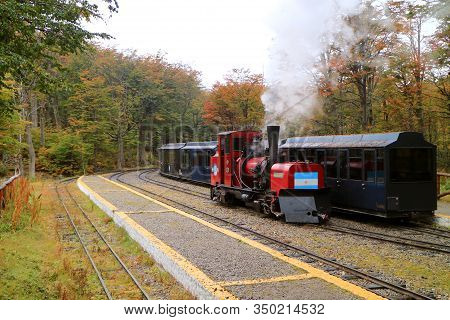 Southern Fuegian Railway Or Train Of The End Of The World At Tierra Del Fuego National Park, Patagon