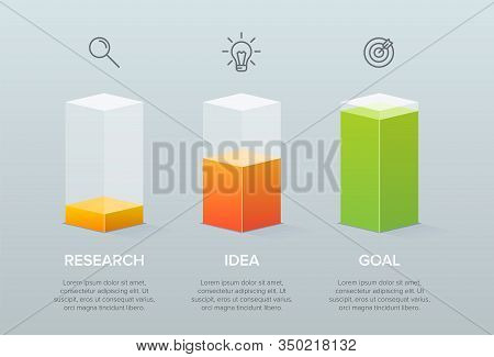 3d Concept Of Arrow Business Model With 3 Successive Steps. Three Colorful Design Elements. Timeline