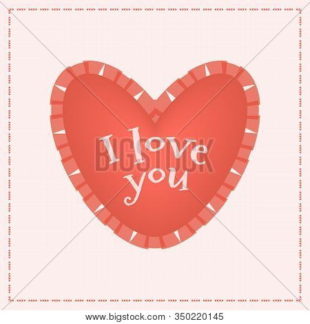 Cute Decorative Vintage Heart Has A Border With The Effect Of Guipure Fabric And Words I Love You.sy