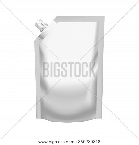 Realistic White Pouch Doypack With Side Spout