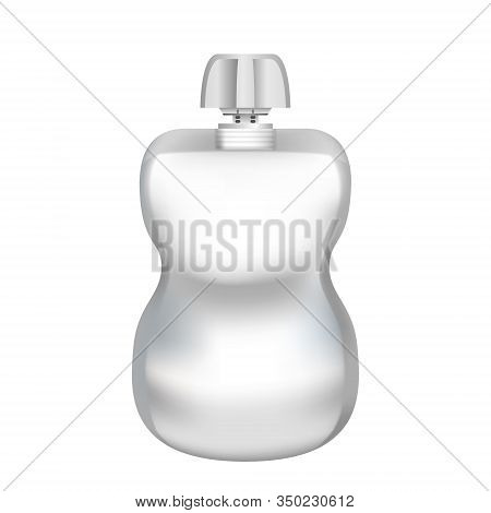 Realistic Blank White Pouch Doypack With Top Cap