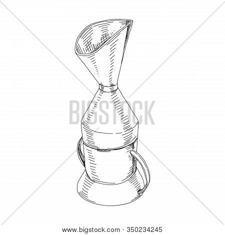 Medical Steam Inhaler, Hand Drawn Vector Illustration.