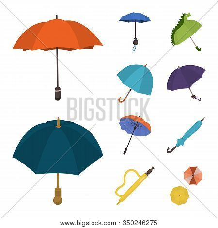 Vector Design Of Umbrella And Rain Logo. Set Of Umbrella And Weather Stock Vector Illustration.