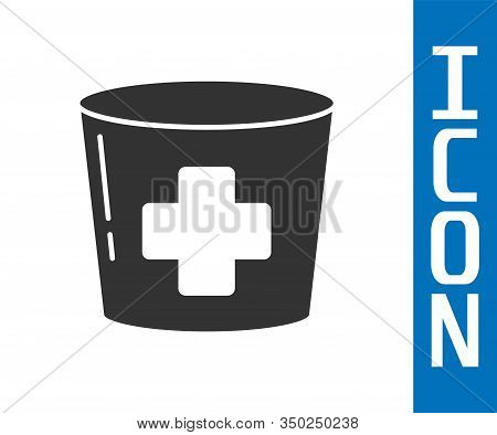 Grey Nurse Hat With Cross Icon Isolated On White Background. Medical Nurse Cap Sign. Vector Illustra