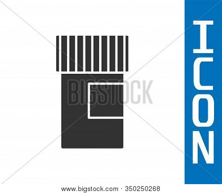 Grey Medicine Bottle Icon Isolated On White Background. Bottle Pill Sign. Pharmacy Design. Vector Il