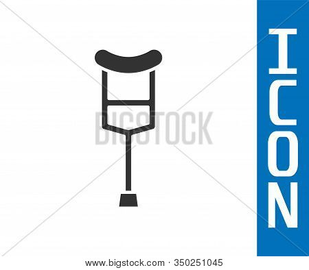Grey Crutch Or Crutches Icon Isolated On White Background. Equipment For Rehabilitation Of People Wi