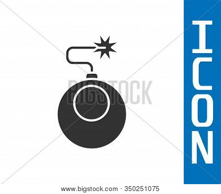 Grey Bomb Ready To Explode Icon Isolated On White Background. Vector Illustration